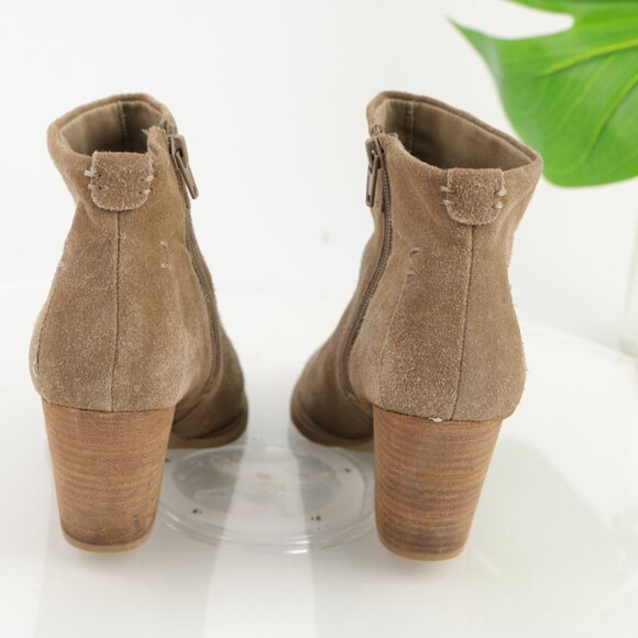 Steve Madden Womens Faander Boot Size 8.5 Tan Taupe Suede Block Heel Bootie - Picture 5 of 11